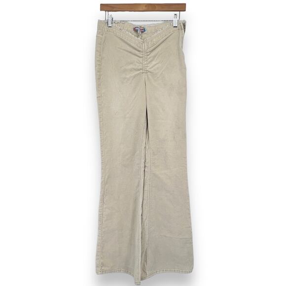 Anthropologie BDG Ruched V Front Flare Cream Suede Jeans Women's 30 90s Y2K - Picture 2 of 14